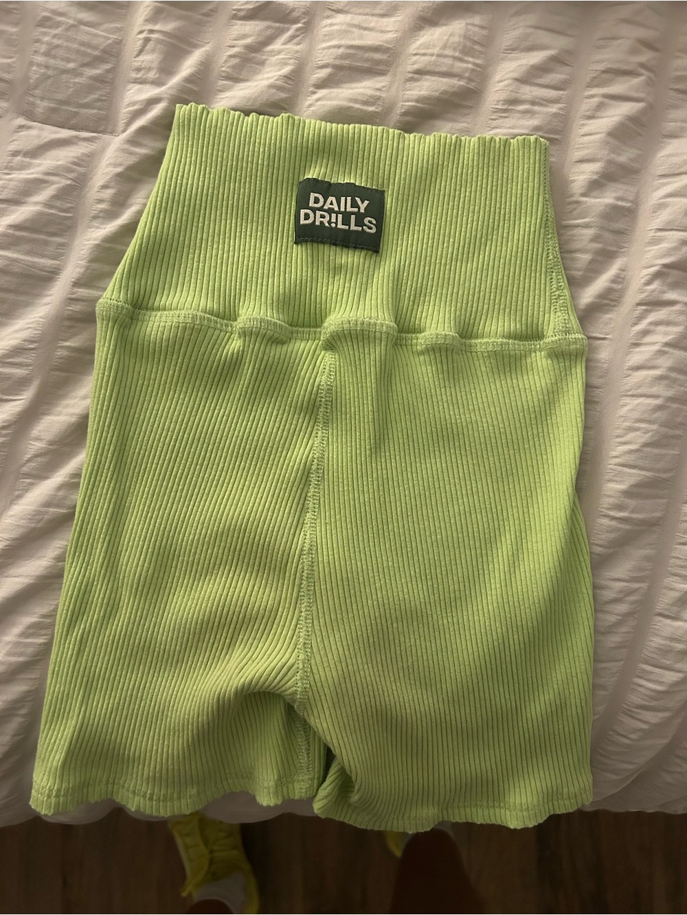 Daily Drills Women's Ribbed High-Waist Bike Shorts - Neon Lime